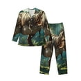thumbnail image 1 of Uemuo Green Forest Dinosaur Pattern 2-Piece Loungewear Set - Men’s Soft Sleepwear, Cozy Winter PJs, Comfy Sleep Set-Small, 1 of 7