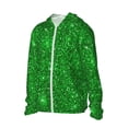 thumbnail image 1 of Uemuo Green Glitter Pattern Women's Full Zip UPF 50+ Sun Protection Hoodie Jacket Long Sleeve Sun Shirt Hiking Outdoor Performance with Pockets-Large, 1 of 9