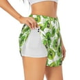 thumbnail image 1 of Uemuo Green Kiwi Pattern Women's Athletic Shorts High Waisted Running Shorts with Liner Pockets Gym Elastic Workout Shorts-X-Large, 1 of 9