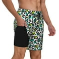 thumbnail image 1 of Uemuo Green Leopard Pattern Mens Swim Trunks Quick Dry Board Shorts with Mesh Lining, Stretch Beach Shorts Quick Dry No-Chafing Board Shorts-Medium, 1 of 9