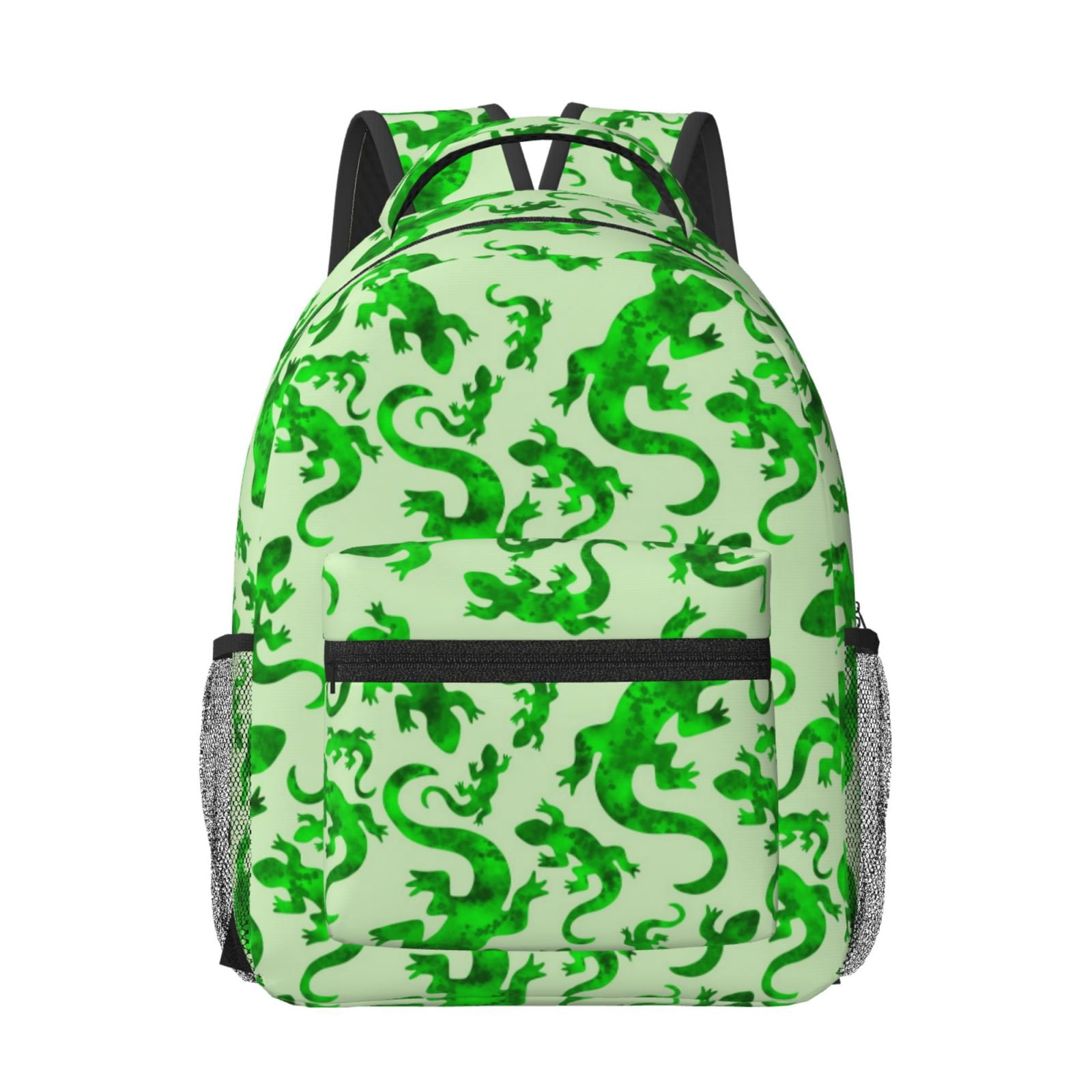 Uemuo Green Lizard Printed Student Durable Water-resistant Backpack ...