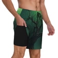 thumbnail image 1 of Uemuo Green Night Sky Moon Branches Pattern Mens Swim Trunks Quick Dry Board Shorts with Mesh Lining, Stretch Beach Shorts Quick Dry No-Chafing Board Shorts-Small, 1 of 9