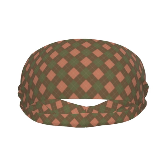 Uemuo Green and Pink Squares Printed Sports Headbands for Men Women,Moisture Wicking Workout Headband, Sweatband Headbands,Non-slip Workout Gym Yoga Headband