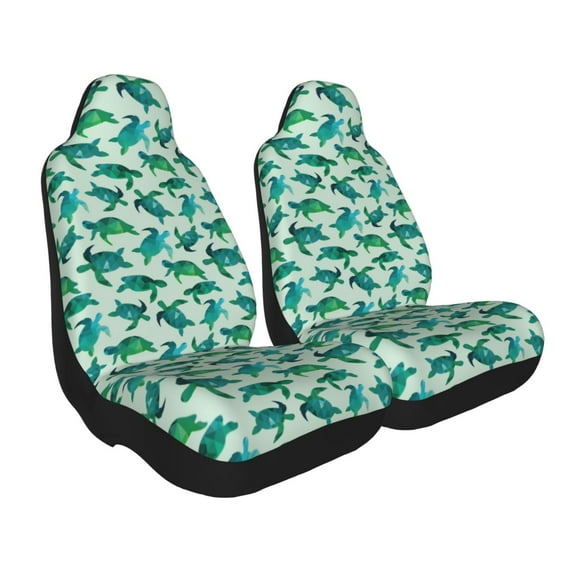 Uemuo Green Sea Turtle Pattern Car Seat Covers for Front Seats Waterproof Seat Covers for Cars, Universal Auto Front Seats Protector Fits for Car-2 PCS