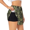thumbnail image 1 of Uemuo Green Skulls Pattern Women's Athletic Shorts High Waisted Running Shorts with Liner Pockets Gym Elastic Workout Shorts-Large, 1 of 9