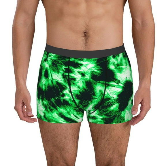 Uemuo Green Tie Dye Pattern Men's Boxer Briefs,Trunk Anti-Chafing,Comfortable, Durable, and Stylish Underwear-Small