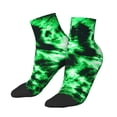 thumbnail image 1 of Uemuo Green Tie Dye Printed Crew Socks, Moisture-Wicking Socks, Athletic Socks for Men Breathable Cushion Socks Casual Sport Socks for Running Traveling, 1 of 1