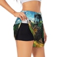 thumbnail image 1 of Uemuo Green Tractor Field Pattern Women's Athletic Shorts High Waisted Running Shorts with Liner Pockets Gym Elastic Workout Shorts-Large, 1 of 9