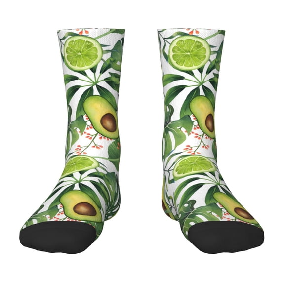 Uemuo Watercolor Green Tropical Printed Kids Boys Socks Seamless Crew Socks Crazy Funny Athletic Sport Socks for Children