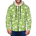 thumbnail image 1 of Uemuo Green White Flowers for Men's Fashion Full-zip Hoodies & Sweatshirts with Kangaroo Pocket, Zip-up Hooded Sweatshirt, Moisture Wicking & Breathable-3X-Large, 1 of 5