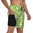 thumbnail image 1 of Uemuo Green White Flowers Pattern Mens Swim Trunks Quick Dry Board Shorts with Mesh Lining, Stretch Beach Shorts Quick Dry No-Chafing Board Shorts-3X-Large, 1 of 9