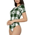 thumbnail image 1 of Uemuo Green White Lumberjack Plaid Pattern Women's One Piece Short Sleeve Swimsuit Rash Guard Surfing Modest Quick-drying Swimsuit Beach Essentials-XX-Large, 1 of 9