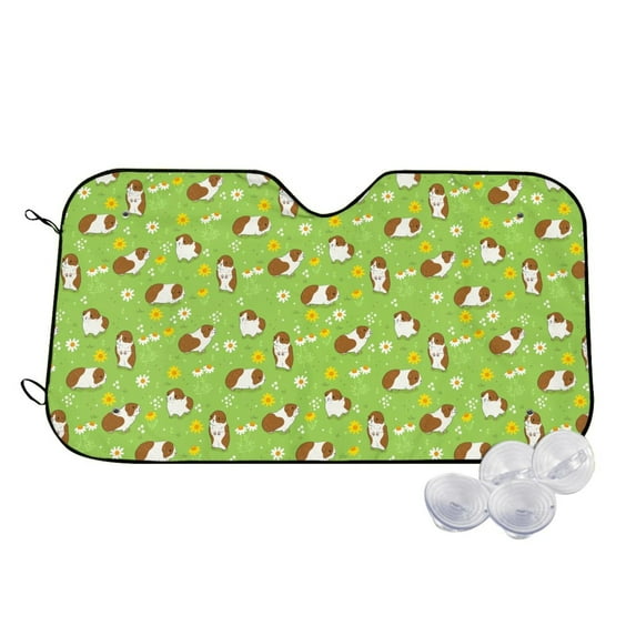 Uemuo Guinea Pigs Pattern Accordion Car Windshield Sun Shade, Foldable Reflective Sun Visor for Car, Reflector Windshield Sunshade-