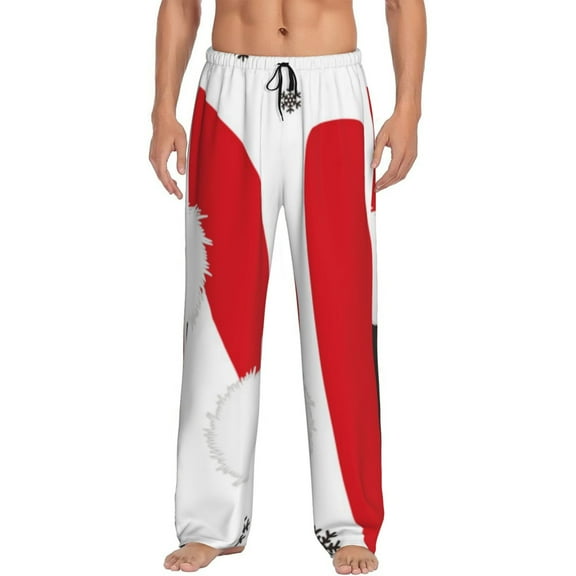 Uemuo HOHOHO Christmas Pattern Men's Wide Leg Palazzo Lounge Pants with Pockets Light Weight Loose Comfy Casual Pajama Pants-Small