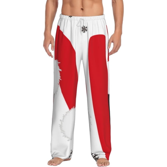 Uemuo HOHOHO Christmas Pattern Men's Wide Leg Palazzo Lounge Pants with Pockets Light Weight Loose Comfy Casual Pajama Pants-Small