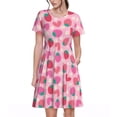 thumbnail image 1 of Uemuo Haear Strawberry Print Womens Summer Dress Casual Swing Short Sleeve Sundresses Beach A-line Shift Dress, 1 of 6