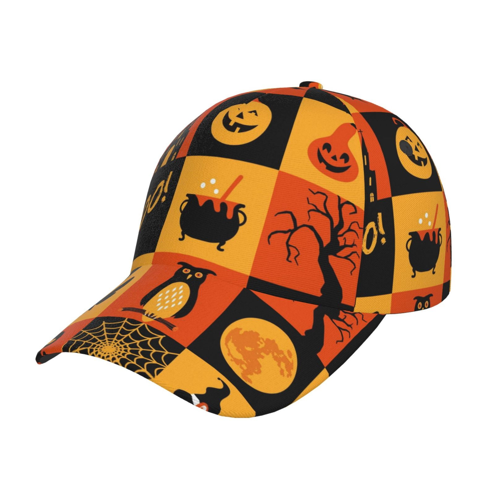 Uemuo Halloween Banner Symbols Pattern Baseball Cap Golf Dad Hat ...