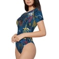 thumbnail image 1 of Uemuo Halloween Elements Pattern Women's One Piece Short Sleeve Swimsuit Rash Guard Surfing Modest Quick-drying Swimsuit Beach Essentials-, 1 of 9