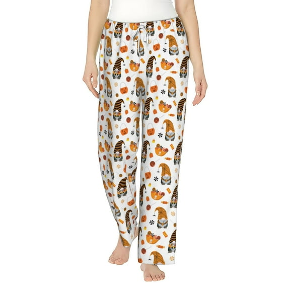 Uemuo Halloween Gnomes Pattern Women's Wide Leg Palazzo Lounge Pants with Pockets Light Weight Loose Comfy Casual Pajama Pants-Small