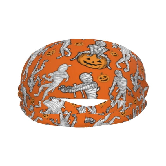 Uemuo Halloween Mummy Printed Sports Headbands for Men Women,Moisture Wicking Workout Headband, Sweatband Headbands,Non-slip Workout Gym Yoga Headband