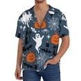 thumbnail image 1 of Uemuo Halloween Pattern Cotton Linen Short Sleeve Shirts,Casual Lightweight Button Down Shirts,Vacation Beach Summer Tops-XX-Large, 1 of 7