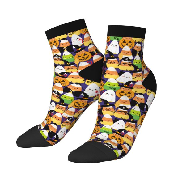 Uemuo Halloween1 Printed Crew Socks, Moisture-Wicking Socks, Athletic Socks for Men Breathable Cushion Socks Casual Sport Socks for Running Traveling