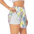 thumbnail image 1 of Uemuo Hand Drawn Colored Hearts Pattern Women's Athletic Shorts High Waisted Running Shorts with Liner Pockets Gym Elastic Workout Shorts-X-Large, 1 of 9