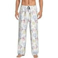 thumbnail image 1 of Uemuo Hand Drawn Rabbit Pattern Men's Wide Leg Palazzo Lounge Pants with Pockets Light Weight Loose Comfy Casual Pajama Pants-Medium, 1 of 9