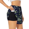 thumbnail image 1 of Uemuo Hand Drawn Rockets Pattern Women's Athletic Shorts High Waisted Running Shorts with Liner Pockets Gym Elastic Workout Shorts-Small, 1 of 9
