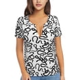 thumbnail image 1 of Uemuo Hand Drawn Snake Drawing Women's Deep V-Neck Low Cut Tops - Casual Loose Fit with Stainless Steel Loop, Soft, Breathable, Perfect for Office, Travel, and Daily Wear-Medium, 1 of 5