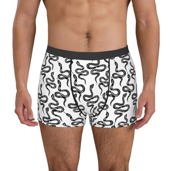 Uemuo Hand Drawn Snake Pattern Men's Boxer Briefs,Trunk Anti-Chafing,Comfortable, Durable, and Stylish Underwear-Small