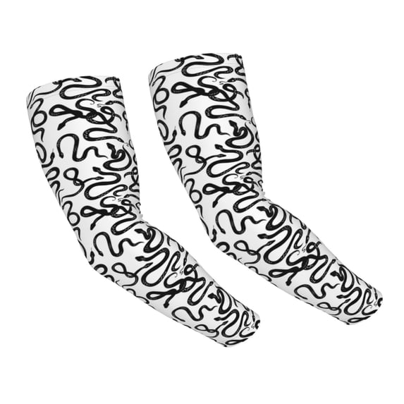 Uemuo Hand Drawn Snake Printed Arm Sleeves, Cooling UV Sun Protection Sports Compression for Men/Women