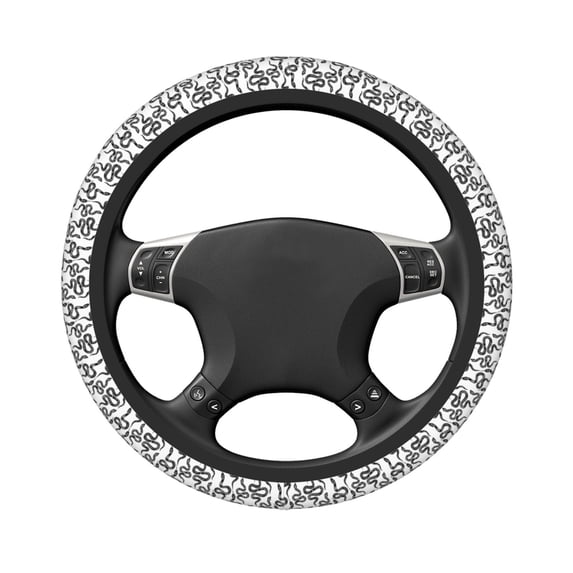 Uemuo Hand Drawn Snake Printed Car Elastic Steering Wheel Cover - Universal Car Accessory for Diverse Cars Anti-Slip, and Comfortable- 15"