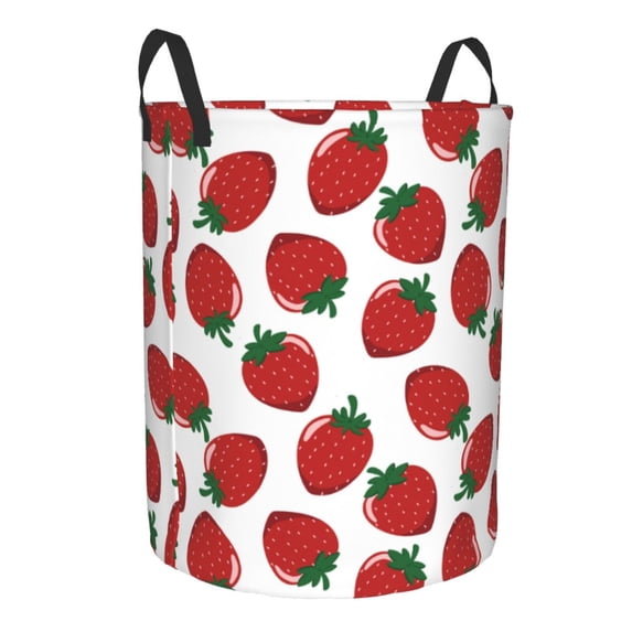 Uemuo Hand Drawn Strawberry Pattern Circular Laundry Hamper Basket with handles,Collapsible laundry basket,Large capacity laundry hamper,Laundry Organizer-Small