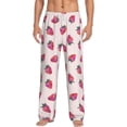 thumbnail image 1 of Uemuo Hand Drawn Strawberry Pattern Men's Wide Leg Palazzo Lounge Pants with Pockets Light Weight Loose Comfy Casual Pajama Pants-Small, 1 of 9