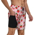 thumbnail image 1 of Uemuo Hand Drawn Strawberry Pattern Mens Swim Trunks Quick Dry Board Shorts with Mesh Lining, Stretch Beach Shorts Quick Dry No-Chafing Board Shorts-Small, 1 of 9