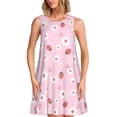 thumbnail image 1 of Uemuo Hand Drawn Strawberry Pattern Women’s Sleeveless Dress – Casual Summer A-Line Dress, Stylish and Comfortable Sundress for Hot Weather, 1 of 7