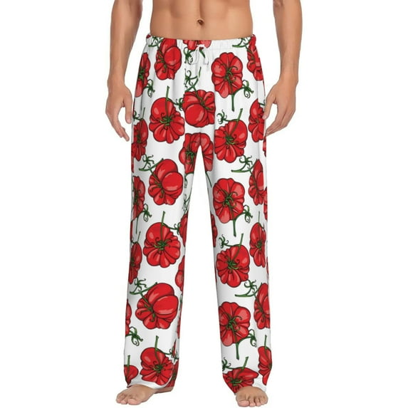 Uemuo Hand Drawn Tomatoes Pattern Men's Wide Leg Palazzo Lounge Pants with Pockets Light Weight Loose Comfy Casual Pajama Pants-Medium