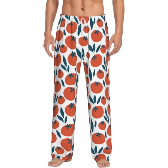 Uemuo Hand Drawn Tomatoes Pattern Men's Wide Leg Palazzo Lounge Pants with Pockets Light Weight Loose Comfy Casual Pajama Pants-Small