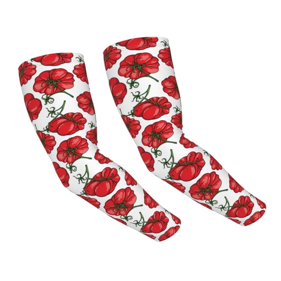 Uemuo Hand Drawn Tomatoes Printed Arm Sleeves, Cooling UV Sun Protection Sports Compression for Men/Women