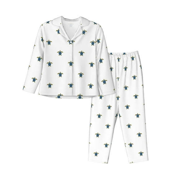 Uemuo Hand Drawn Turtle Pattern Womens Pajama Sets,PJ Set for Women,Pajamas for Women Logo,Long Sleeve Pajama Set for Women,Soft Long Sleeve Top With Pants-Large