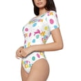 thumbnail image 1 of Uemuo Happy Easter Pattern Women's One Piece Short Sleeve Swimsuit Rash Guard Surfing Modest Quick-drying Swimsuit Beach Essentials-X-Large, 1 of 9