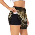 thumbnail image 1 of Uemuo Happy New Year 2025 E Pattern Women's Athletic Shorts High Waisted Running Shorts with Liner Pockets Gym Elastic Workout Shorts-Small, 1 of 9