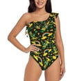 thumbnail image 1 of Uemuo Happy St. Patrick's Day Print Women's One Piece Swimsuit Asymmetrical Neck Bathing Suit One Shoulder Side Cutout Ruffle Swimwear-Medium, 1 of 6
