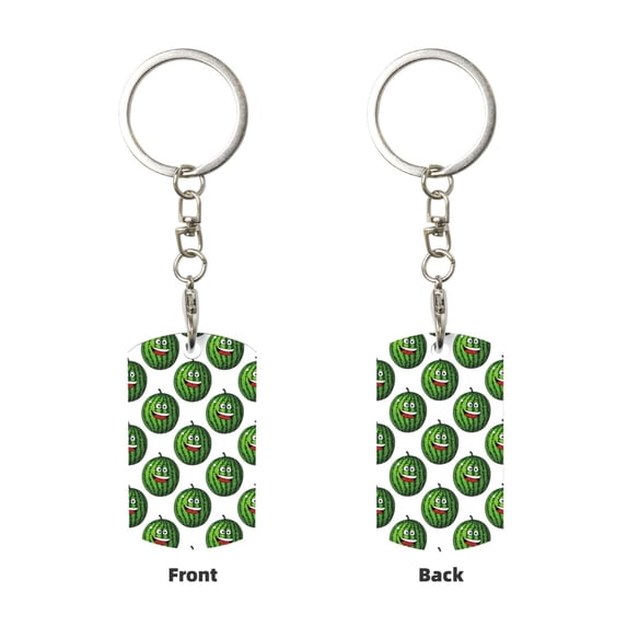 Uemuo Happy Watermelon Pattern Rectangular Metal Keychain - Durable, Stylish, and Personalized Key Ring for Men and Women,Engraved Keychain,Gift Slim Sturdy Keychain