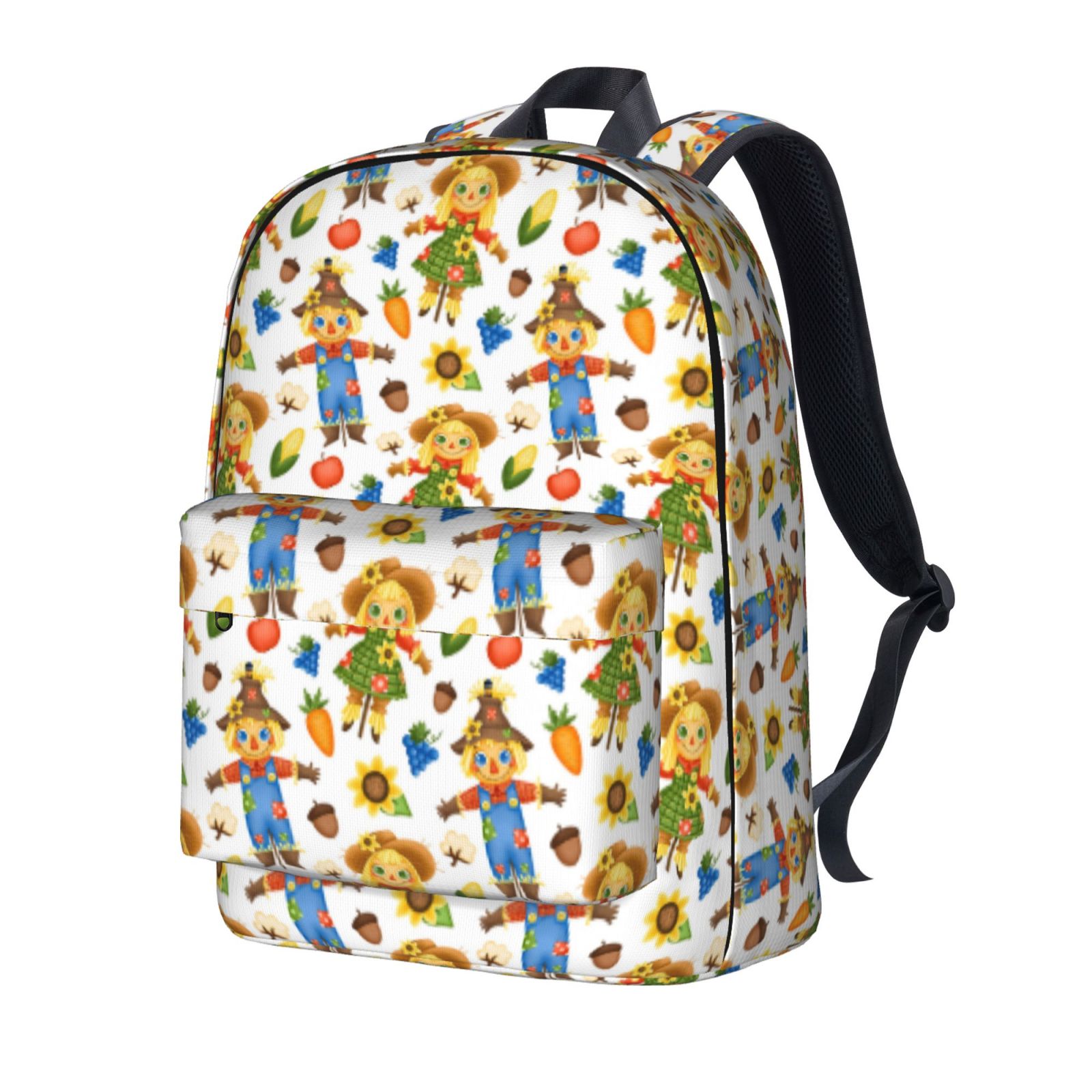 Uemuo Harvest Scarecrow Pattern Pattern Backpack for Work and Travel