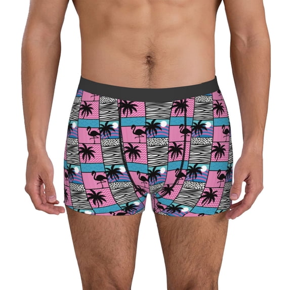 Uemuo Hawaii Palms Pattern Men's Boxer Briefs,Trunk Anti-Chafing,Comfortable, Durable, and Stylish Underwear-