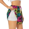 thumbnail image 1 of Uemuo Hawaii Palms Pattern Women's Athletic Shorts High Waisted Running Shorts with Liner Pockets Gym Elastic Workout Shorts-X-Large, 1 of 9