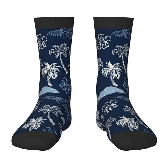 Uemuo Hawaii Palms Printed Kids Boys Socks Seamless Crew Socks Crazy Funny Athletic Sport Socks for Children