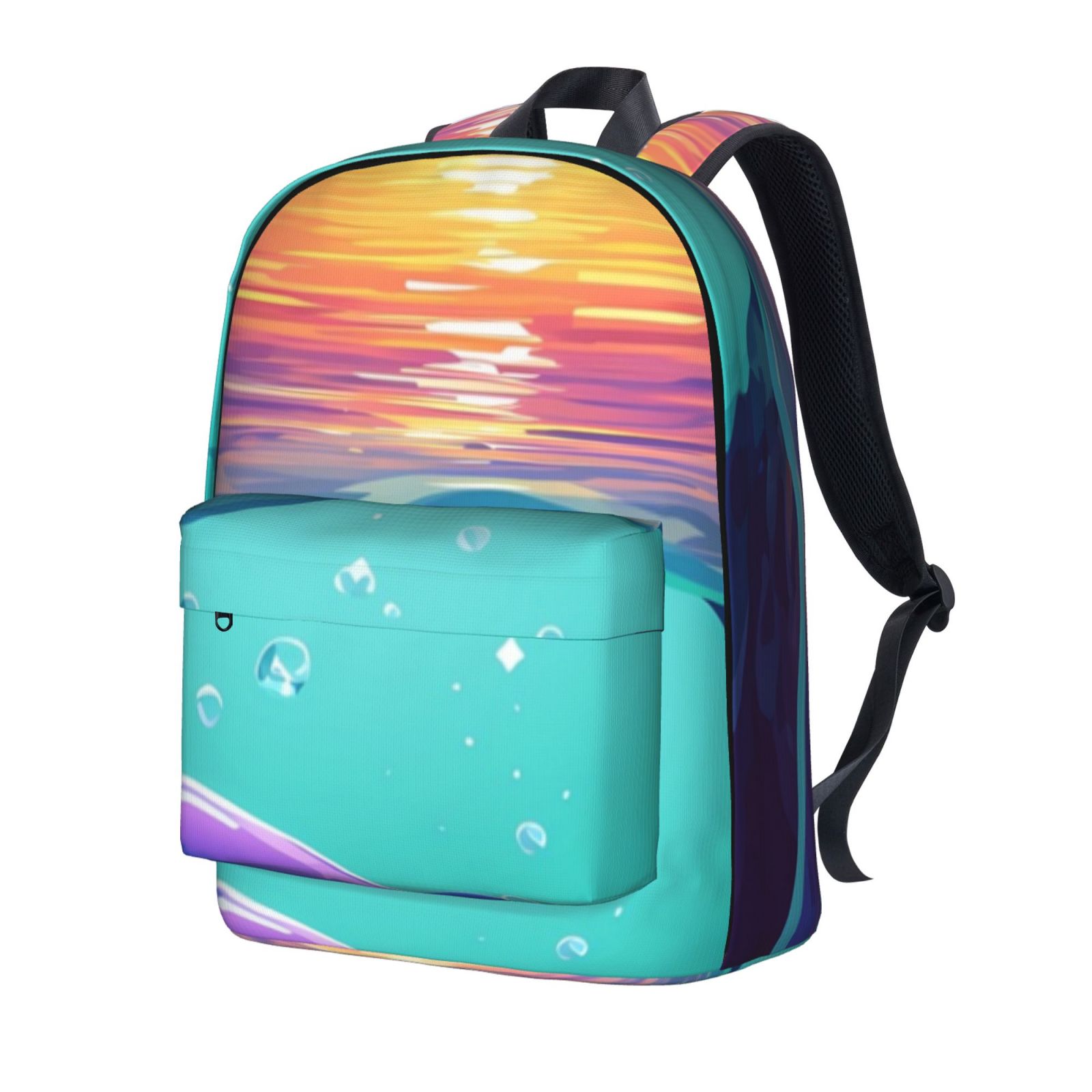 Uemuo Hawaiian Island Dolphin Pattern Backpack for Work and Travel